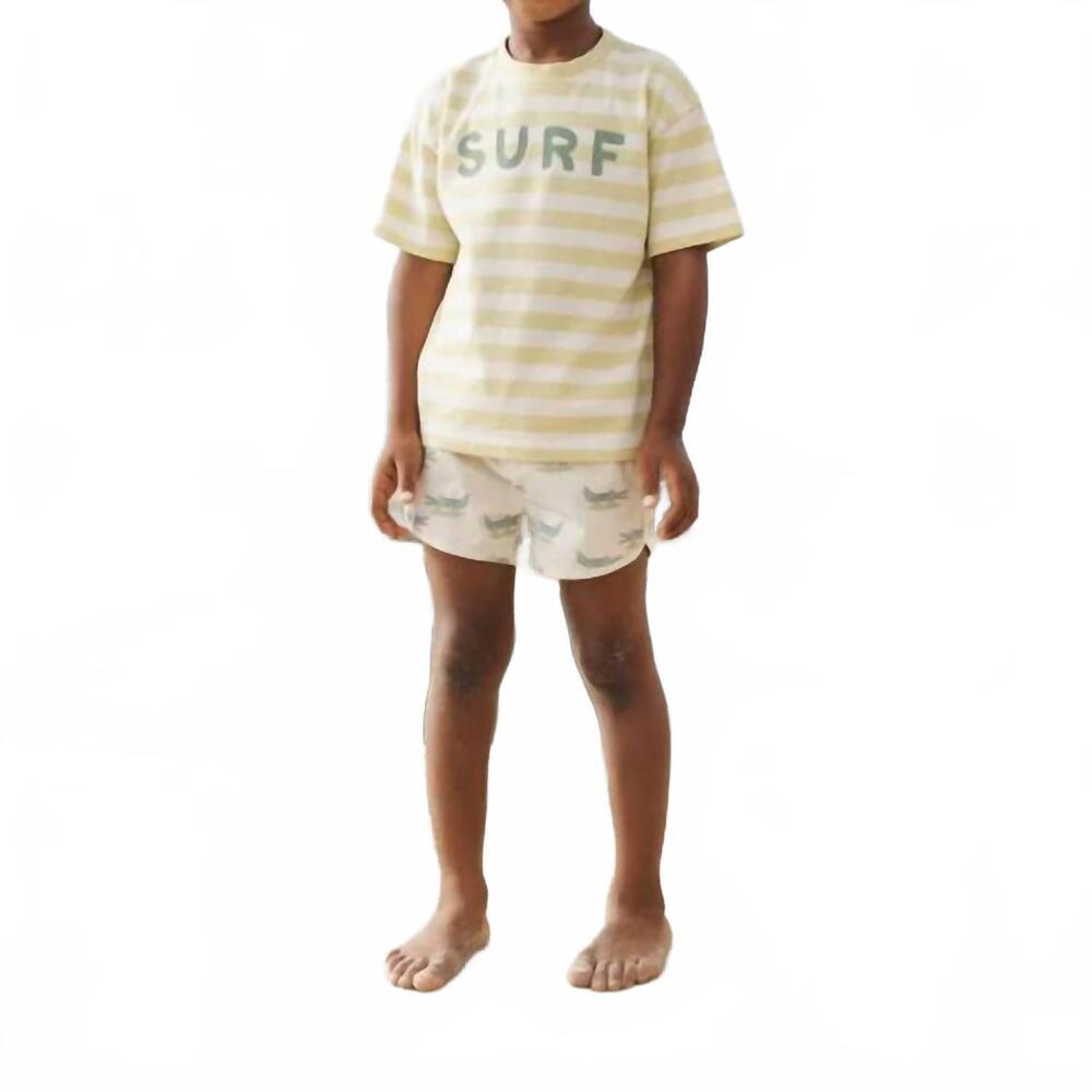 NEW RYLEE + CRU alligators swim trunk in ivory